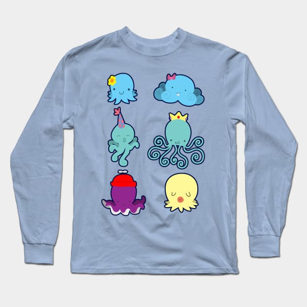 Six Cute Little Octopus Long Sleeve T-Shirt by saradaboru